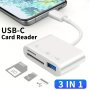 3 In 1 Sd Card Reader For IPHONE15 For Ipad Type-c Sd Tf Card Reader For Samsung Xiaomi USB Camera Adapter Memory Card Reader