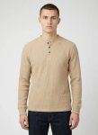 Ben Sherman Henley Waffle Knit Cornstalk Top - XXL Brown
