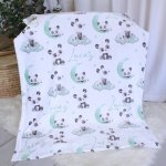 Personalised Fleece Blanket Sage Green Panda On Moon Set