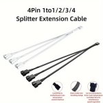 4 Pin 1 2 3 4 Splitter Cable 4 Pin Pwm Female To 3 4 Pin Motherboard Cpu Fan PC Case Fan Extension Adapter Cable