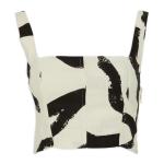 Ivory Swirl Linen Crop Top