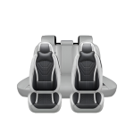5 Universal Full Set Pu Leather Car Seat Covers With Memory Foam Headrests YB-402 Grey And Black