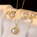 Luxury French-inspired 4-PIECE Faux Pearl Jewelry Set - Necklace Ring Earrings No Plating Alloy For Daily & Gift Occasions Ideal
