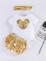 3pcs Baby Girls Cute 3D Bowknot Pattern Short Sleeve Onesie & Shorts & Headband Set Clothes
