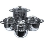 8 Pieces Stainless Steel Cookware Set Glass Lidded Pot Set