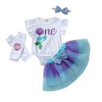 Teal Shell Mermaid First Birthday 4 Piece Set 9-12M