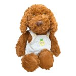 Plush Soft Toy 30CM - Brown Puppy White Dungarees