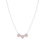 All My Love Necklace Pink Triple Heart With Cubic Zirconia