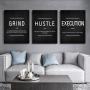 3PCS/SET Grind Hustle Execution Quotes Canvas Wall Art - Motivational Gifts For Friends Entrepreneurs And Home Office Decor - Inspirational Posters With No Frames