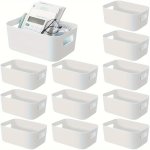 12PCS Multi-purpose Plastic Storage Bins With Handles - Ideal For Kitchen Bathroom Office & Dorm Organization