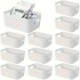 12pcs Multi-Purpose Plastic Storage Bins With Handles - Ideal For Kitchen Bathroom Office & Dorm Organization