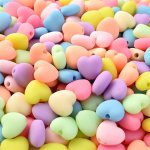 30PCS 10X11MM Colorful Matte Heart Shape Acrylic Spacer Beads For Diy Handmade Bracelet Necklace Earrings Jewelry Making Craft S