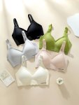 5PCS Letter Print Wireless Bras Comfy & Breathable Push Up Bra Women's Lingerie & Underwear