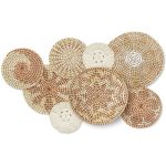 Xuhal 8 Pcs Boho Wall Basket Decor Decorative Bulrush Woven Basket Wall Decor Rustic Farmhouse Hanging Baskets For Kitchen Rusti