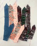 Assorted Headbands In Denim Orange Checks Pink Chicken Black And Red Pattern 2 And Green purple Ferns