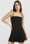 Hook & Eye Pleated MINI Dress - Black