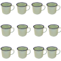 Coffee Enamel Mug 8CM - 12 Pack Green And Cream