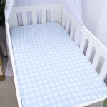 Cot Fitted Sheet Light Blue Checkered
