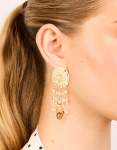 Goldair Gold Brown Diamante Festival Dangle Drop Earrings