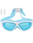 Swimming Goggles Adjustable For Adult Anti-fog Uv Eye Protection-blue&white