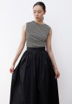 Draped Vest Top - Black striped