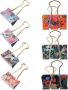 7PCS Small Cute Printed Binder Clips 1.26-INCH Wide Metal Document Clamps