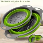 1PC Collapsible Silicone Colander With Handle For Fruit Vegetable And Pasta Washing And Draining - Kitchen Gadget For Efficient 