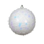 Polyfoam Snow Bauble With Snowflakes 8CM