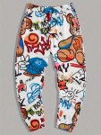 Men's Graffiti Graphic Print Pants With Pockets Casual Joggers For Outdoor Activities Gift
