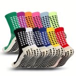 1 3PAIRS Unisex Non-slip Football Socks With Dot Glue Thickened Towel Bottom Sports Socks Running Socks Athletic Socks For Women