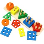 Calspy Educational Wooden Toys For 1-3 Year Old Boys & Girls: Montessori Sorting & Stacking Color Recognition Shape Sorter & Lea