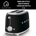 Defy Smeg 50S Style Glossy Black 2 Slice Toaster - 950W