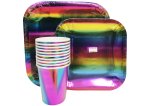 Reflective Rainbow Square Paperplate Set 30PC