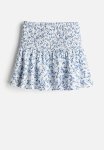 Smocked MINI Skirt - White & Blue Floral