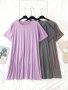 3 Pack Plus Size Basic Nightdress Set Women's Plus Solid Short Sleeve Round Neck Soft Tee Sleep Dress Three Piece Set