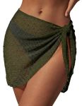 Ekouaer Sarong Wraps For Women Beach Cover Up Short Crochet Bikini Swimsuit Coverup Skirts For Swimwear Army Green
