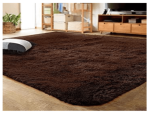Smte Fluffy Rug carpet Plain Dark Brown With Keychain