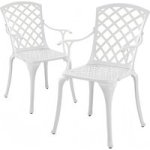 Cast Aluminium Patio Garden Restaurant Chairs With Armrests Pair