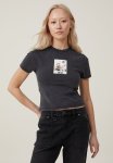 Cotton On Fitted Graphic Music Longline Tee - Lcn Mt Nirvana Band Polaroid black