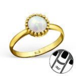 Charlotte-gold Gold Plated 925 Sterling Silver Synthetic Opal Midi Ring Size 3.5 - Standard Size Midi 3.5