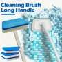 Versatile Bathroom Cleaning Brush Set With Long Handle - Detachable Replaceable Heads For Tile Floor & Bathtub Scrubbing - Essential Home Cleaning Tool