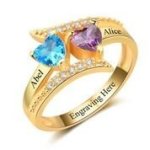 CRI102963 - Gold 925 Sterling Silver Personalized Ring Names And Birthstones