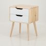 Kuva Pine Two Drawer Side Table With Cut Out Handles - White