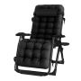 Folding Deck Chair With Cushion- Black