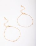 Goldair Gold Pearl Station Diamante Bracelet Pack