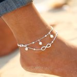 1 PC Double Layer Anklet With 8 Shaped Imitation Pearl Design Anklet Bohemian Elegant Style For Women Summer Daily Casual
