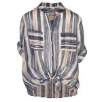 Stripe Long Shirt - Navy Free