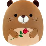 Squishmallows Original 12IN Chip The Beaver Holding Rose Official Jazwares Plush Medium-sized