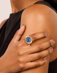 Goldair Gold Plated Oversized Blue Jewel Ring - M l