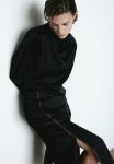 Cowl-neck Satin Blouse - Black